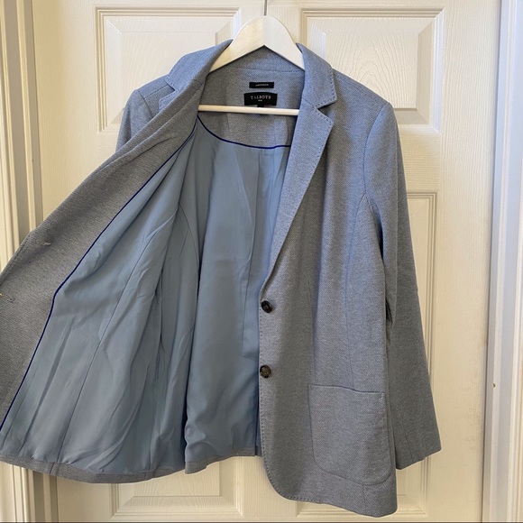 Talbots Plus-Size “Aberdeen” Knit Blazer 14W Medium Blue Heather Ponte EUC - Picture 5 of 5